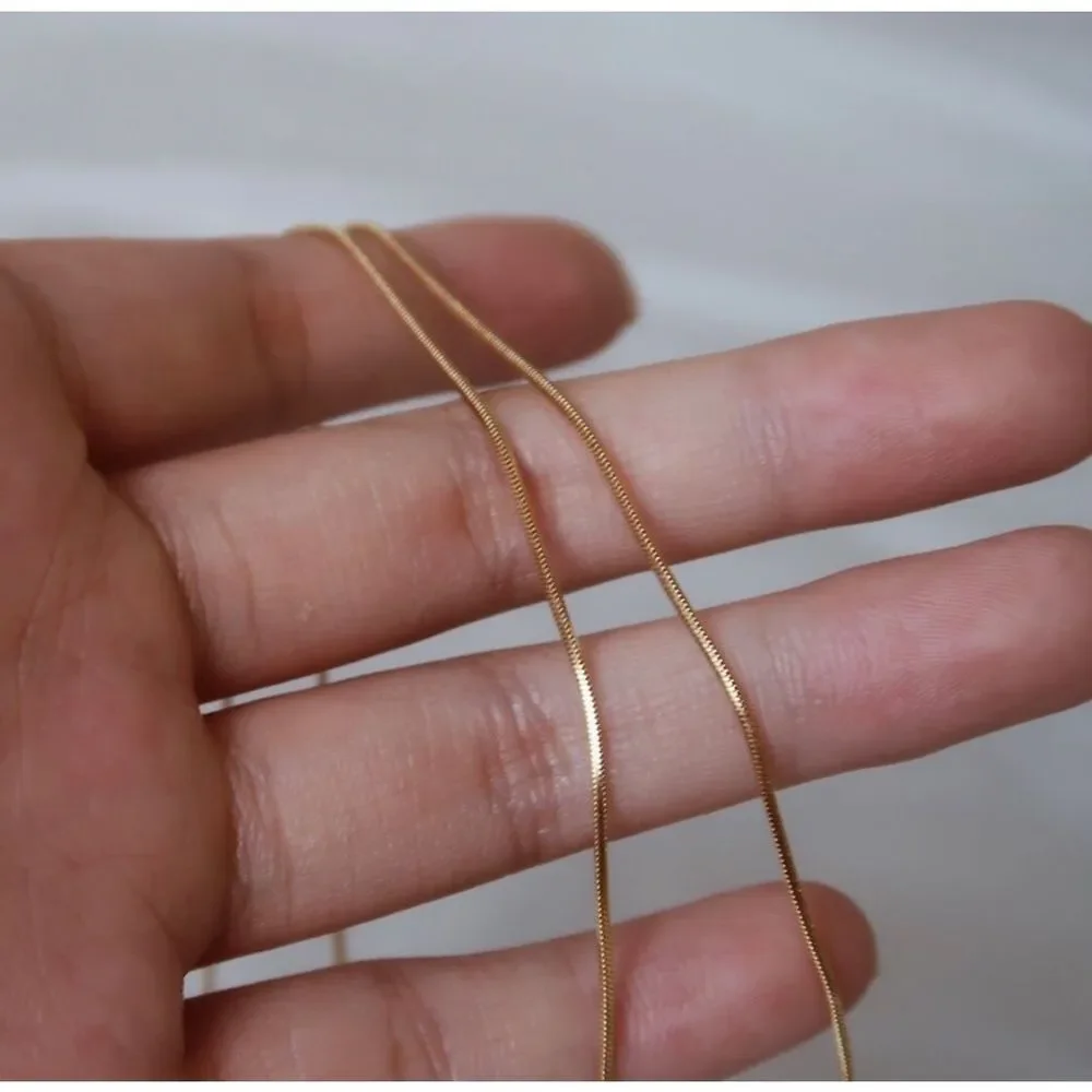18K Gold Plated Snake 1mm Chain Herringbone Necklace